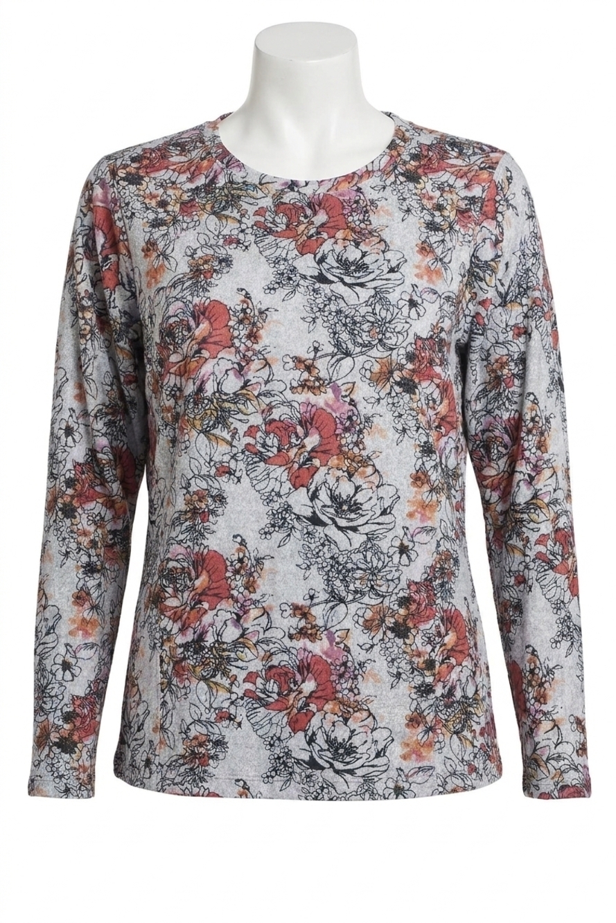 NEW TRIBAL bentley long sleeve crew neck top in berry fizz